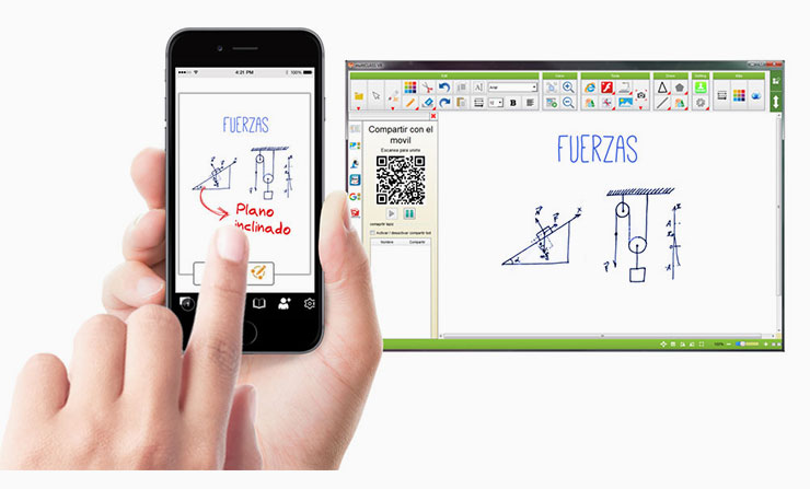 Pizarra Digital Interactiva multitáctil multiCLASS board aplicacion iDeas App